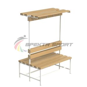 Купить Скамейка с вешалкой и полкой для раздевалок двухсторонняя (цельная) 1200 мм в Судже 